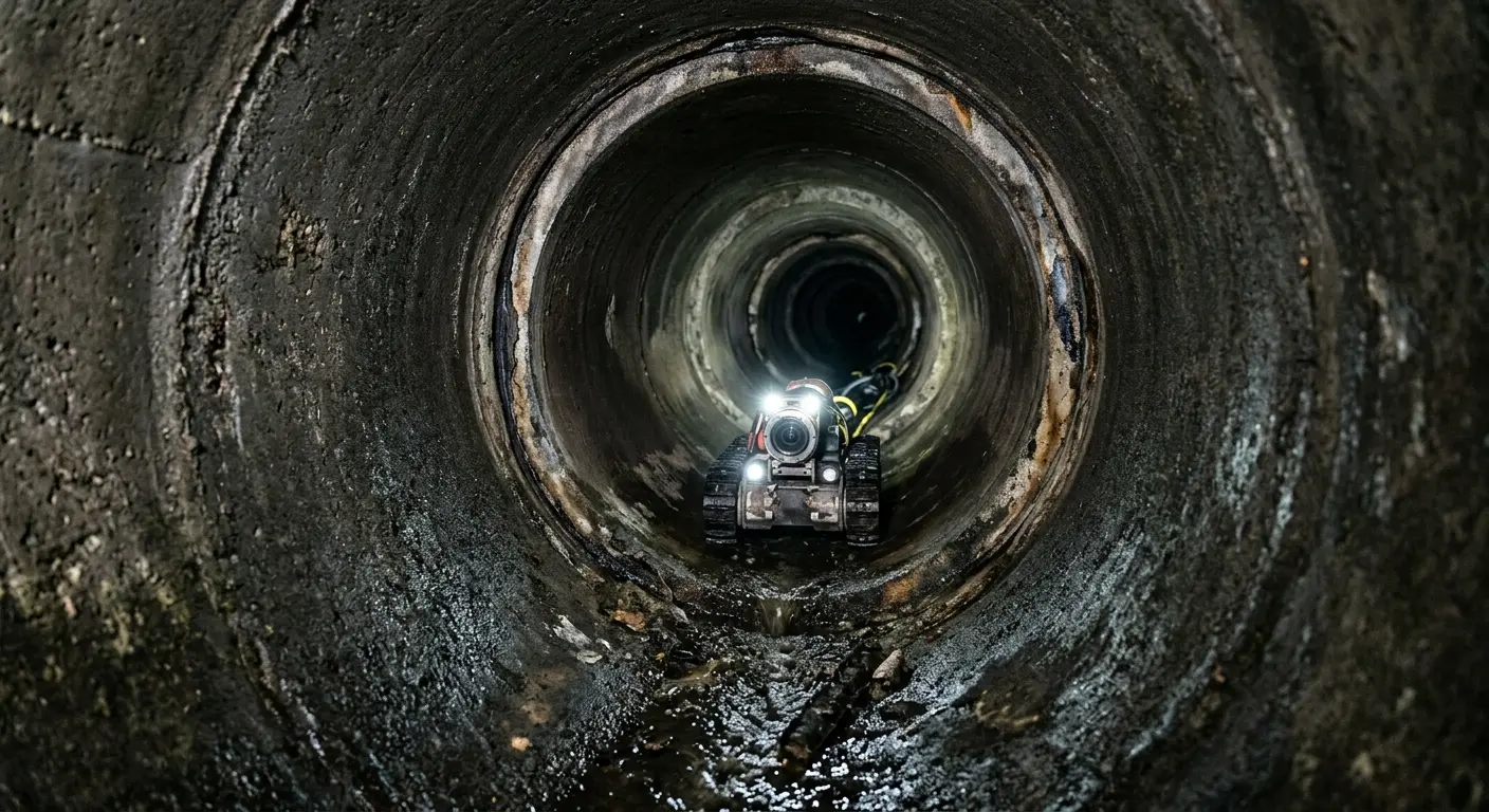 Robotic sewer camera inspecting pipe interior for Sewer Line Repair in Carmel